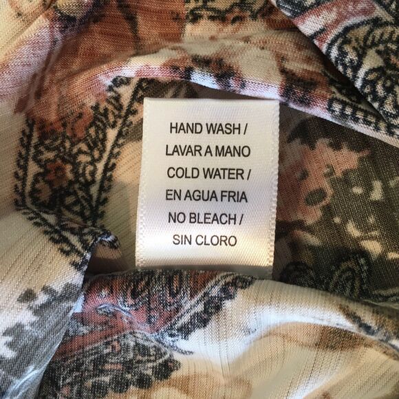 Naif Womens Medium Beige Floral Blouse Top Boho Wide Arm Paisley Floral Print - Picture 12 of 12